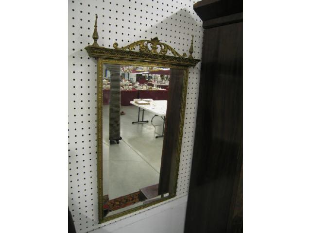 Appraisal: French Victorian Brass Framed Mirror beveled x ornate