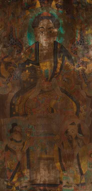 Appraisal: Chinese painting The Buddha seated with dragons devotees and other