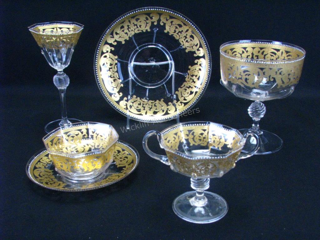 Appraisal: Set of Venetian Enameled Glass Tableware pieces of hand blown