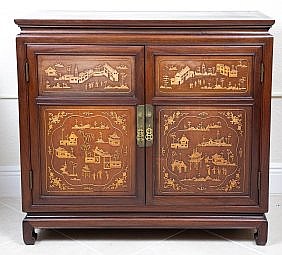 Appraisal: CHINESE HONG-MU CABINET th Century Rectangular with two paneled doors