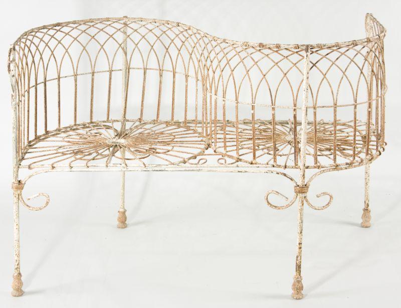 Appraisal: Wirework Garden T te- -T te late Victorian cozy bench