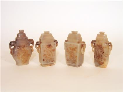 Appraisal: Four Chinese grey jade covered vases th century All of