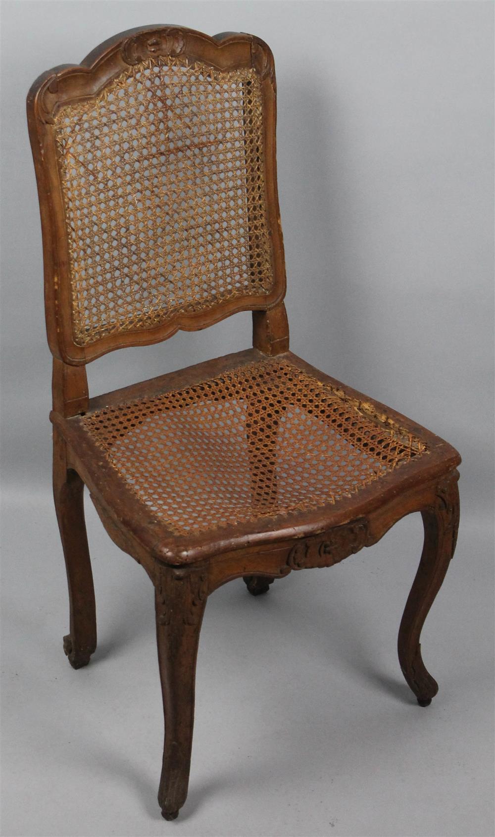 Appraisal: LOUIS XV STYLE CARVED AND CANED SIDE CHAIR h w