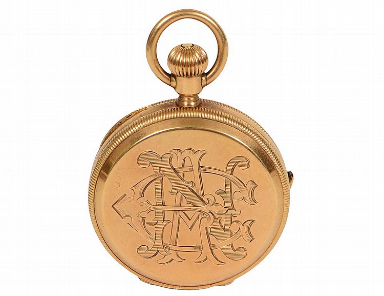 Appraisal: ENGLISH TH C KT GOLD HUNTERS CASE POCKET WATCHWith white