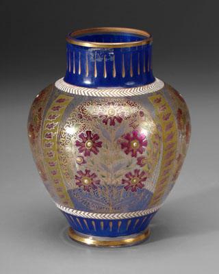 Appraisal: Royal Flemish vase reserves with tree and floral designs flanked