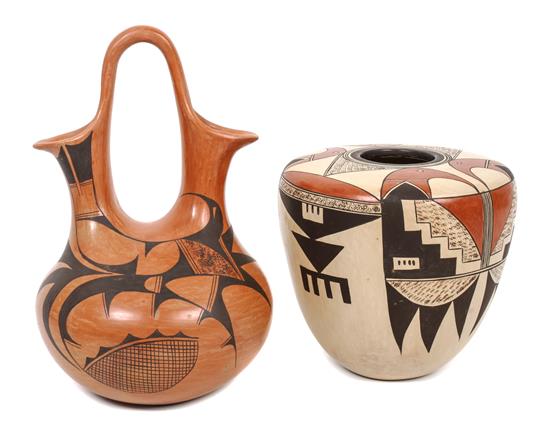 Appraisal: Sale Lot Two Hopi Pottery Vases one a wedding vase