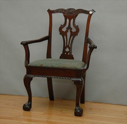 Appraisal: Chippendale-Style Carved Mahogany Open Armchair