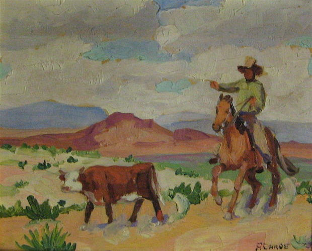 Appraisal: FRED DARGE Dallas Texas born Oil on panel Cowboy on