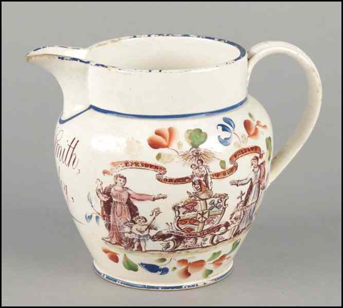 Appraisal: TH CENTURY ENGLISH PITCHER Independent Order of Odd Fellows C