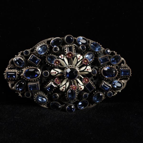 Appraisal: Austro Hungarian jeweled and enamel floral brooch with sapphire blue