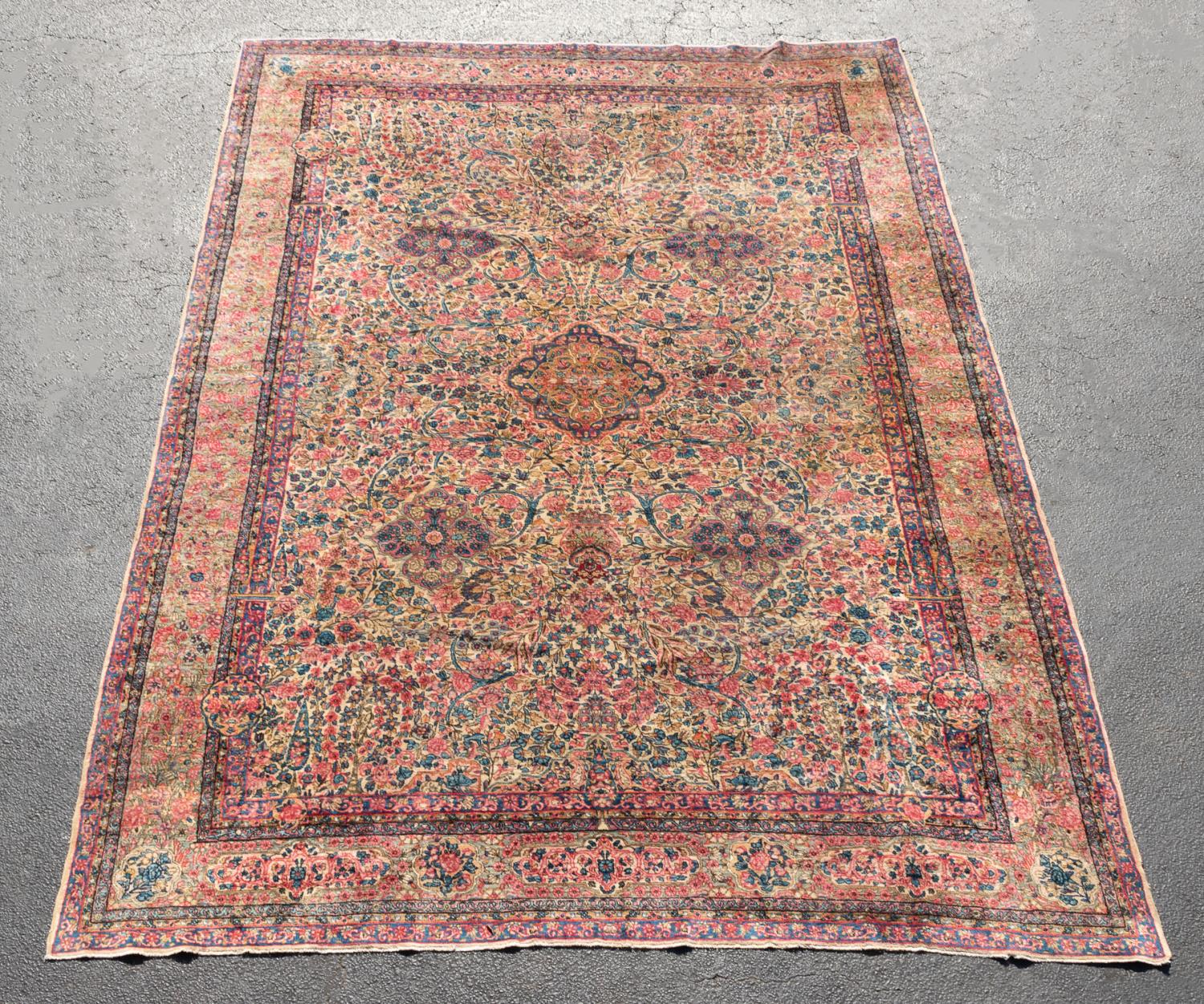 Appraisal: HAND KNOTTED WOOL PERSIAN KERMAN X Semi-Antique hand knotted Persian