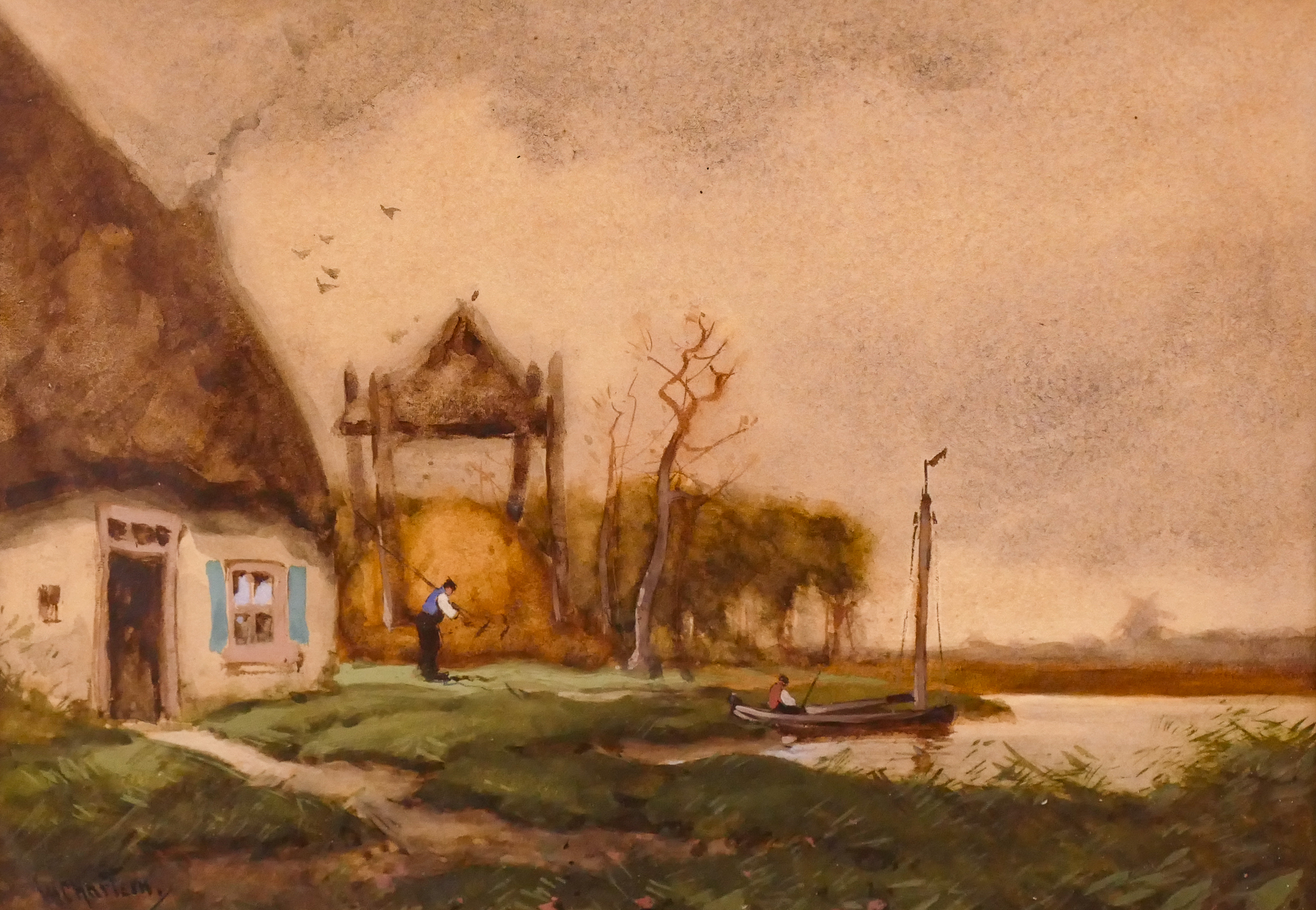 Appraisal: W C Hartiny Dutch Scene Watercolor Framed- x ''