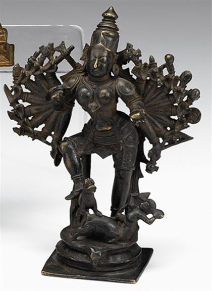 Appraisal: Indian bronze figure of Durga Manisasuramardini th century Cast with