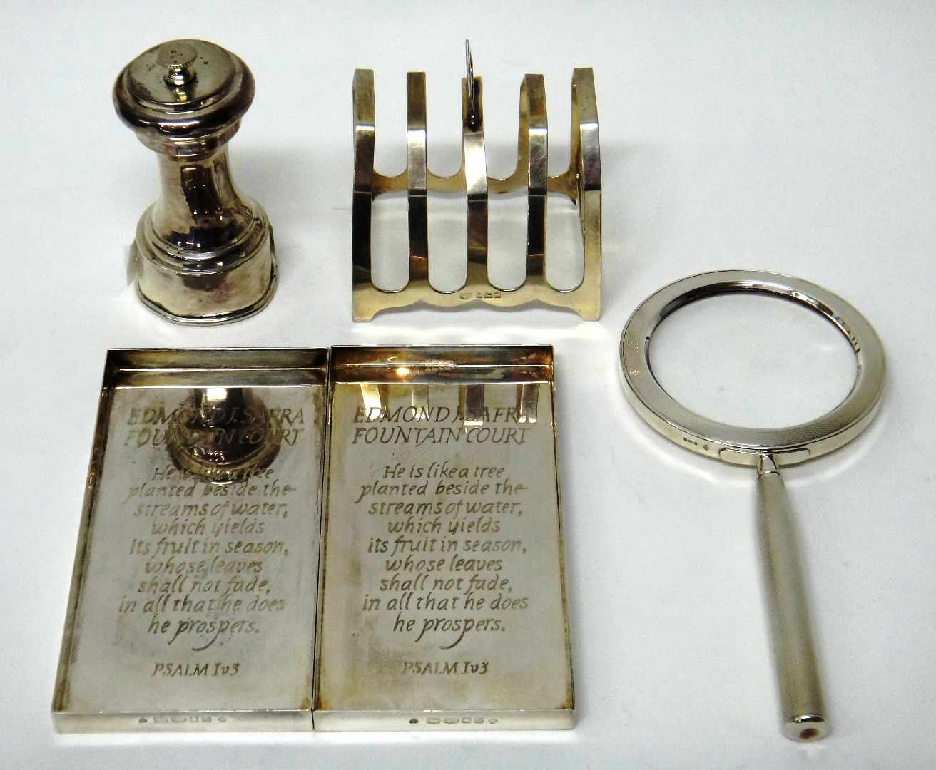 Appraisal: Silver and silver mounted wares comprising two rectangular trinket dishes