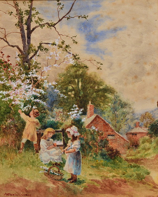 Appraisal: ARTHUR WILKINSON c - Gathering blossom signed watercolour x cm