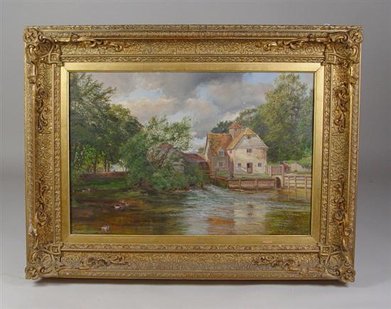 Appraisal: English Oil on Canvas of Mapledurham Water Mill Mill millrace