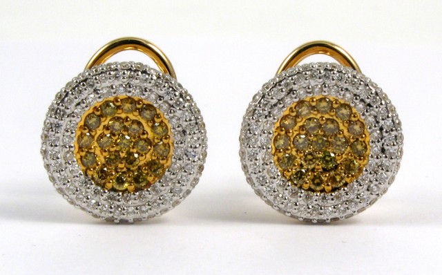 Appraisal: PAIR OF DIAMOND AND FOURTEEN KARAT GOLD EARRINGS each set