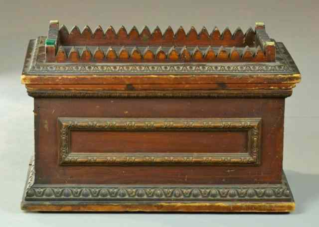 Appraisal: Folk Art Wooden ChestHand-made wooden chest from various moldings applied