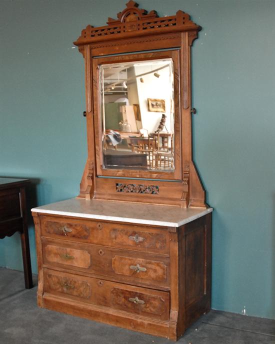 Appraisal: A th C Walnut Marble-Top Dresser With Mirror in the