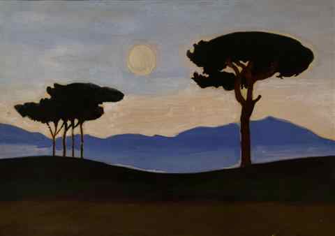 Appraisal: JOSEPH STELLA AMERICAN - UMBRELLA PINES - ITALIAN LANDSCAPE Gouache