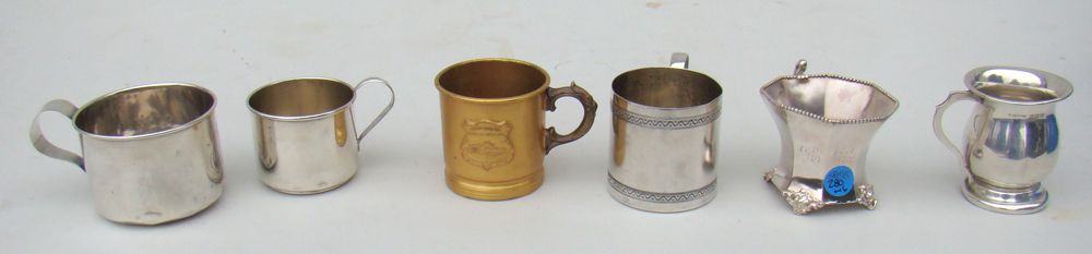 Appraisal: LOT OF STERLING SILVERAND SILVER-PLATED BABY CUPS th CenturyThree sterling