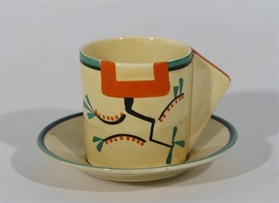 Appraisal: Ravel' a Clarice Cliff Bizarre Conical cup and saucer painted