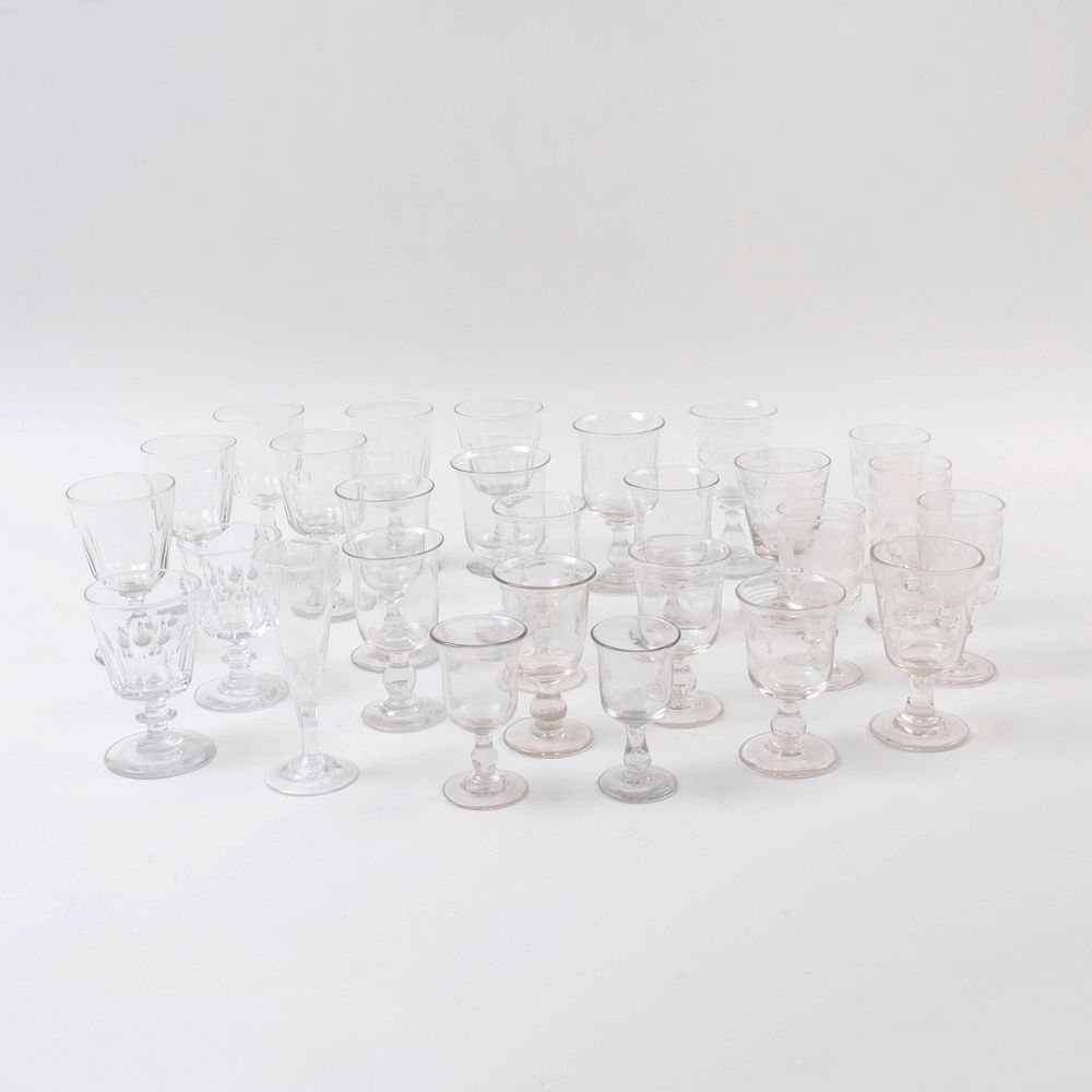 Appraisal: Group of Colorless Glass Stemware Comprising Set of six faceted