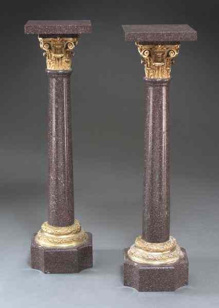 Appraisal: Pr Empire style gilt bronze and granite columns ''H base