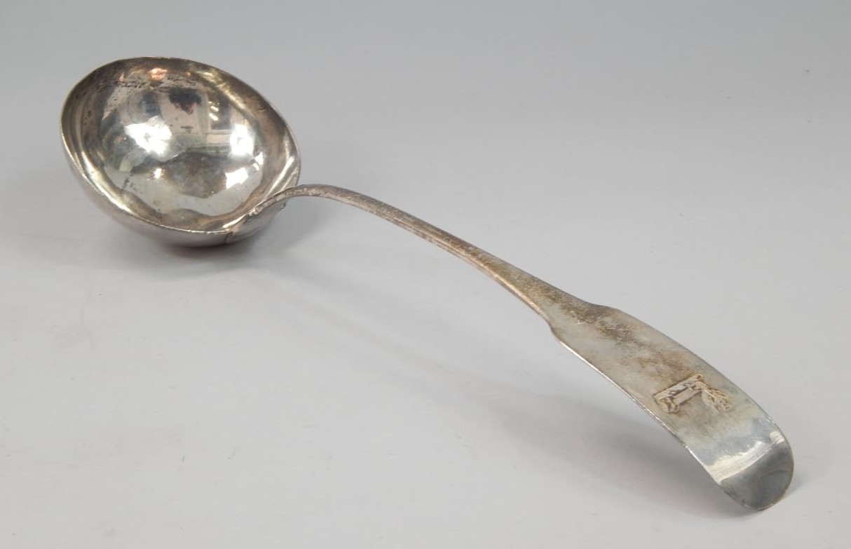 Appraisal: A George III Irish silver Fiddle pattern ladle engraved with