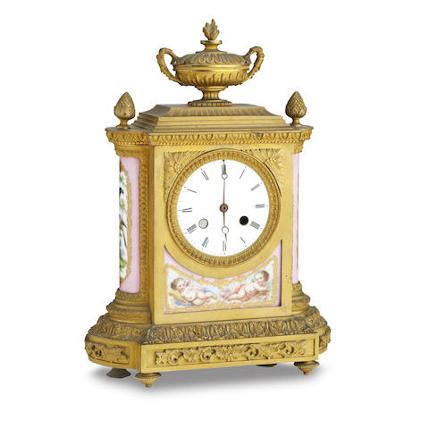 Appraisal: A th century ormolu and porcelain mounted clock case The