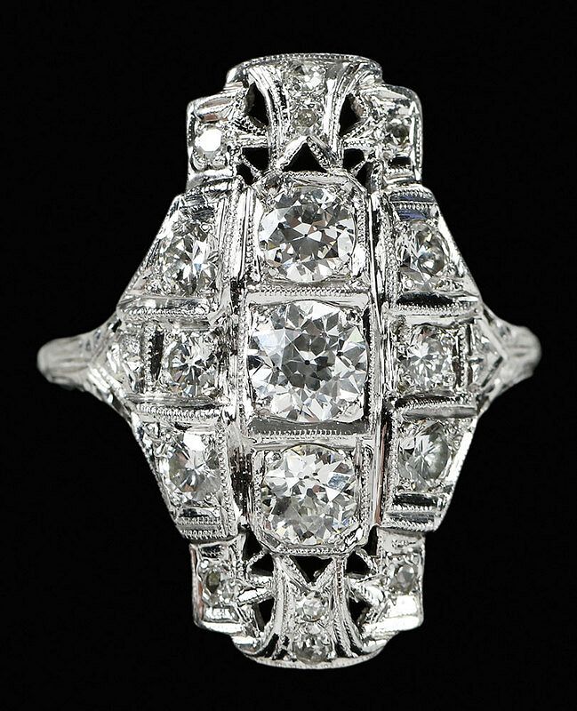 Appraisal: Platinum Diamond Ring three old European cut diamonds and round