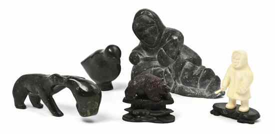 Appraisal: A Collection of Five Inuit Carvings comprising four in stone