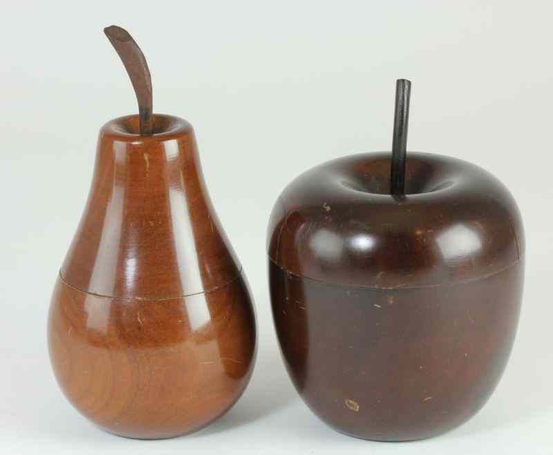 Appraisal: th Century Fruit Tea Caddythe first of turned wood apple