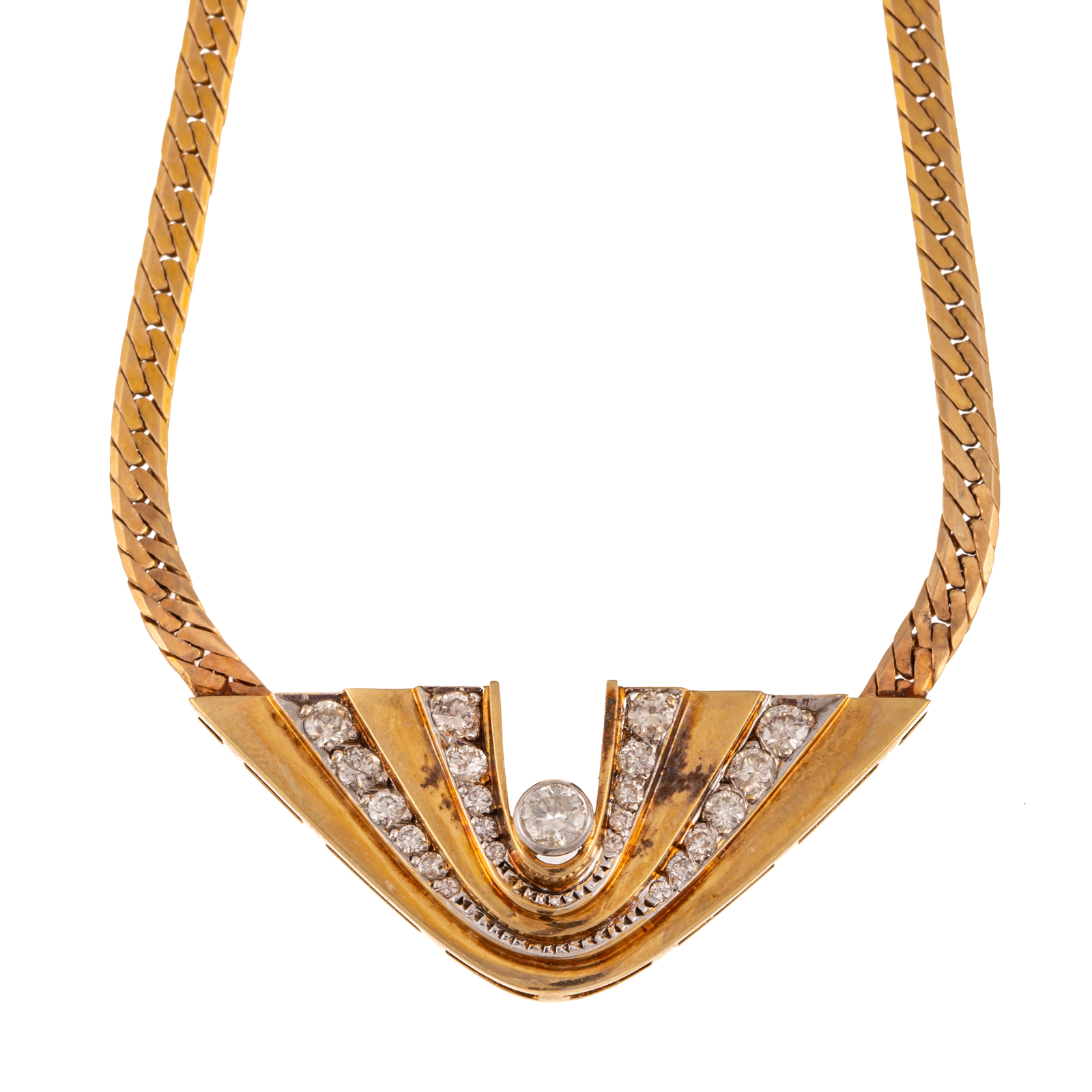 Appraisal: A CONTEMPORARY DIAMOND NECKLACE IN K K yellow gold necklace