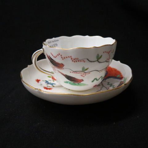 Appraisal: Meissen Porcelain Cup Saucer bird India Tree style design crossed