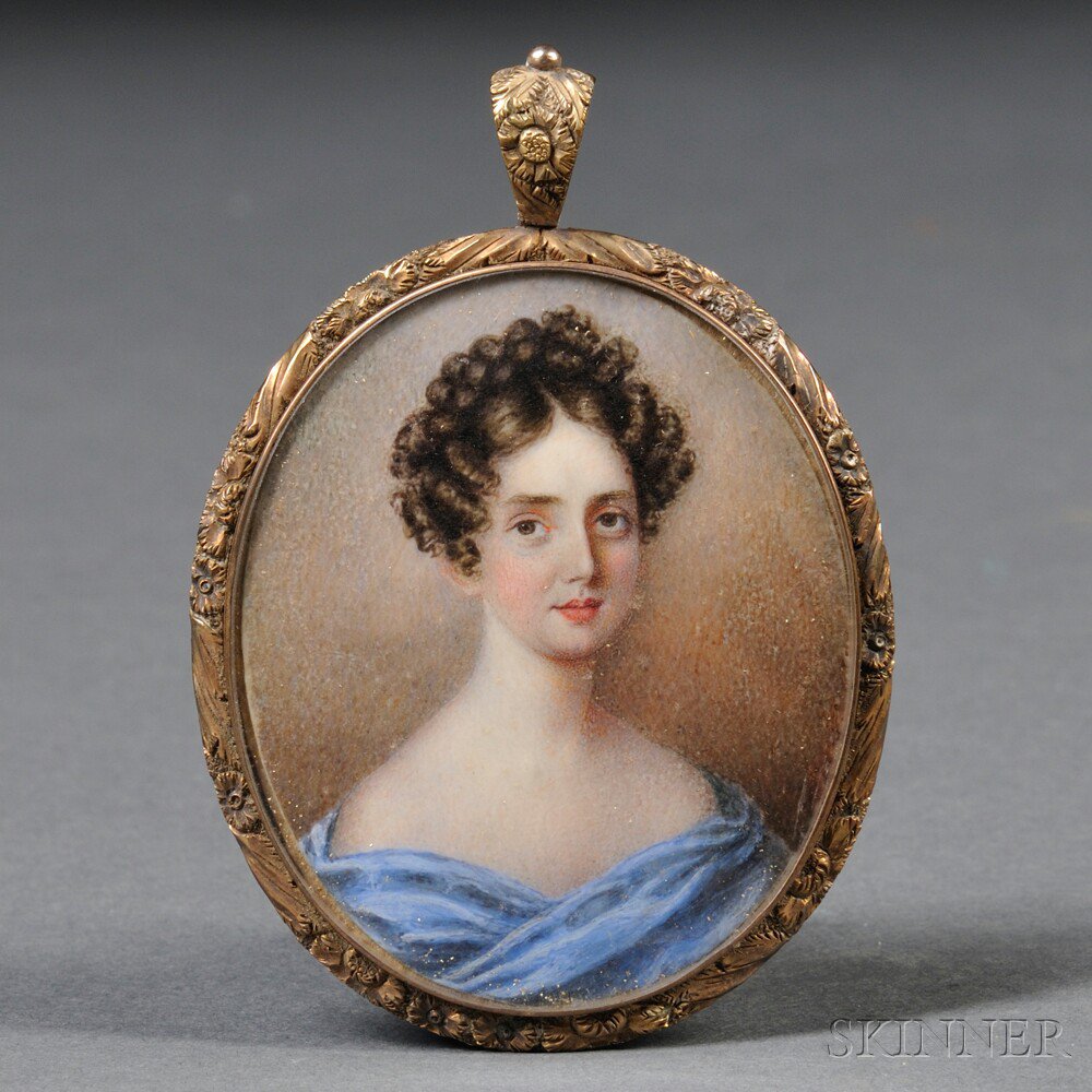 Appraisal: American School th Century Portrait Miniature of a Young Woman