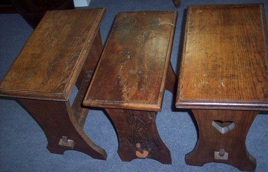 Appraisal: Two oak stools one pierced a heart to the standards