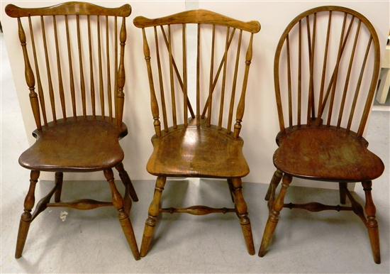 Appraisal: Three Windsors side chairs and one fan back stripped finish