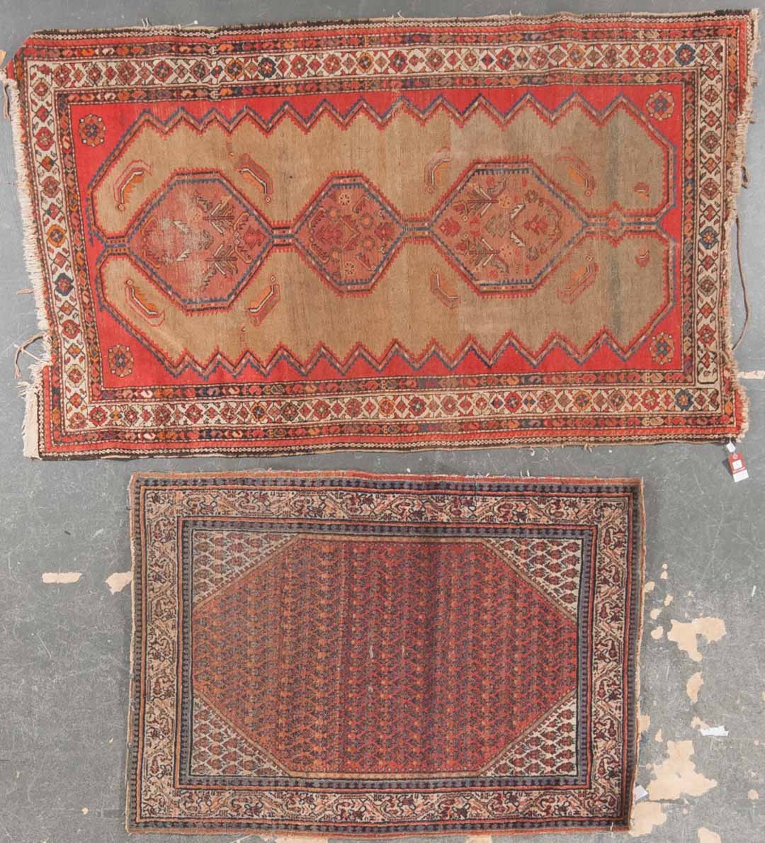 Appraisal: One antique rug and one semi-antique rug includes an antique