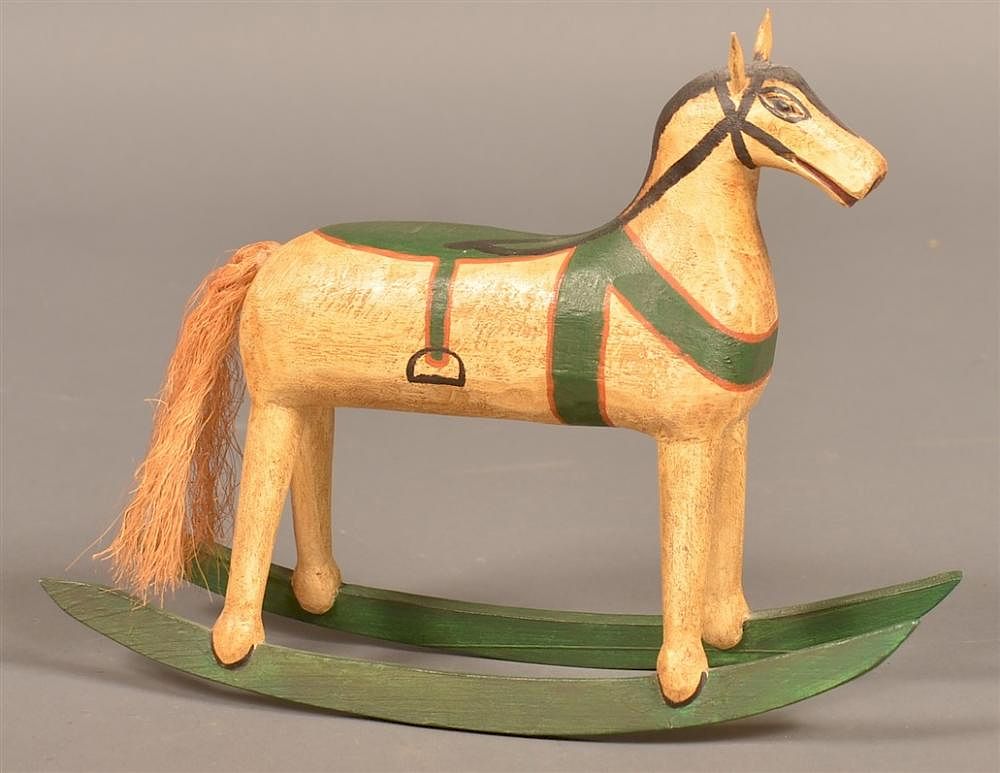 Appraisal: Walter Gotshall Folk Art Rocking Horse Toy Walter Gotshall Carved