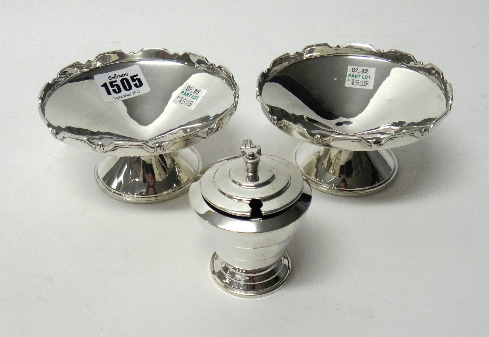 Appraisal: Silver comprising a pair of bonbon dishes each of circular