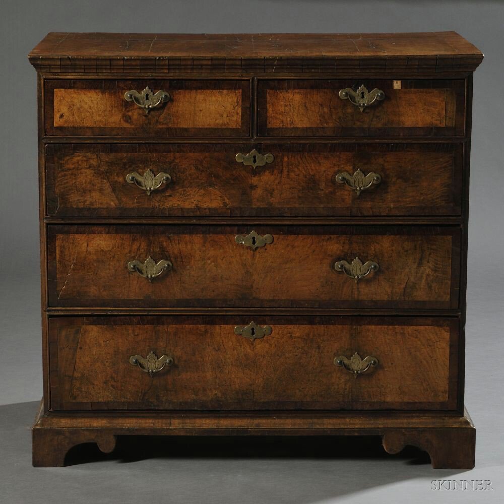 Appraisal: George II Mahogany Chest of Drawers th century with amboyna