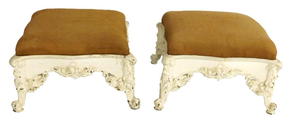 Appraisal: Pair French style foot stools th early th C ornate