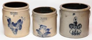 Appraisal: F E WELDING OF BRANTFORD ONTARIO STONEWARE CROCKS F E