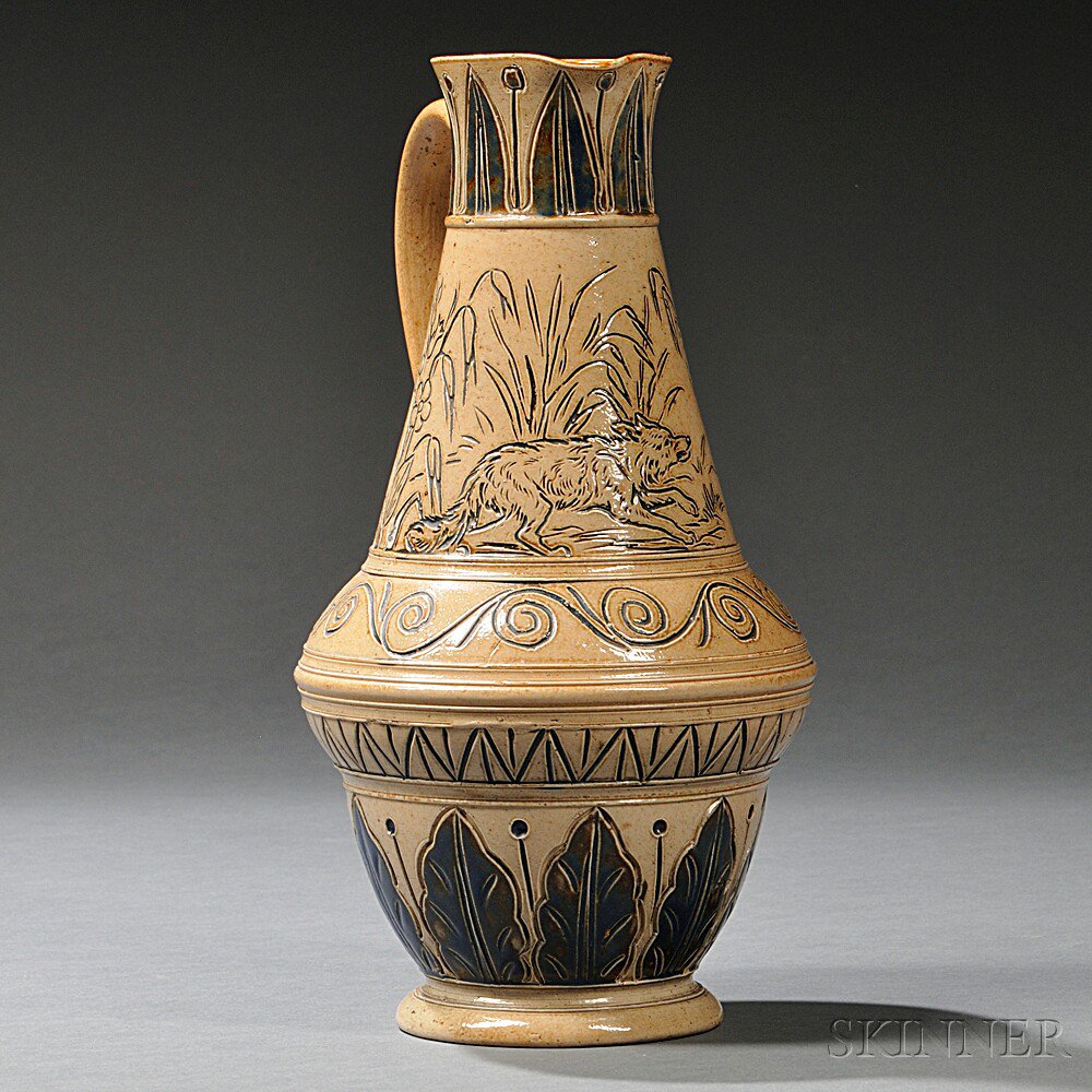 Appraisal: Doulton Lambeth Hannah Barlow Decorated Stoneware Pitcher England th century