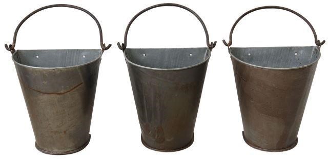 Appraisal: lot of Galvanized metal buckets planters th c flat back