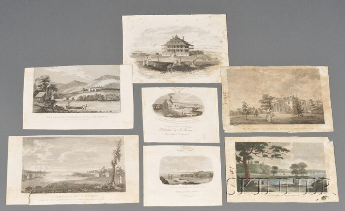 Appraisal: Seven Small Engravings of American Scenes early th century Nahant