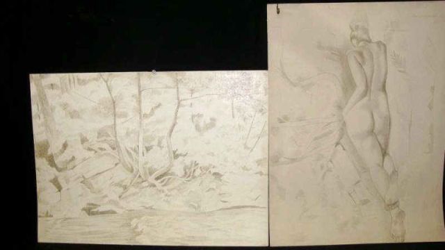 Appraisal: MOSCA August - Drawings - Nude Landscape Each dated not