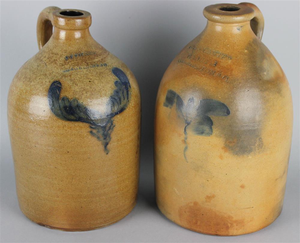 Appraisal: TWO CHARLESTON SOUTH CAROLINA SALT GLAZED STONEWARE JUGS the first