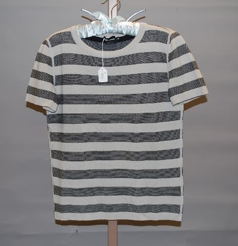 Appraisal: Giorgio Armani gray stripe cashmere cotton short sleeve knit pullover